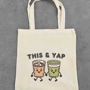 Cute Cream Tote with Cartoon Drink Design